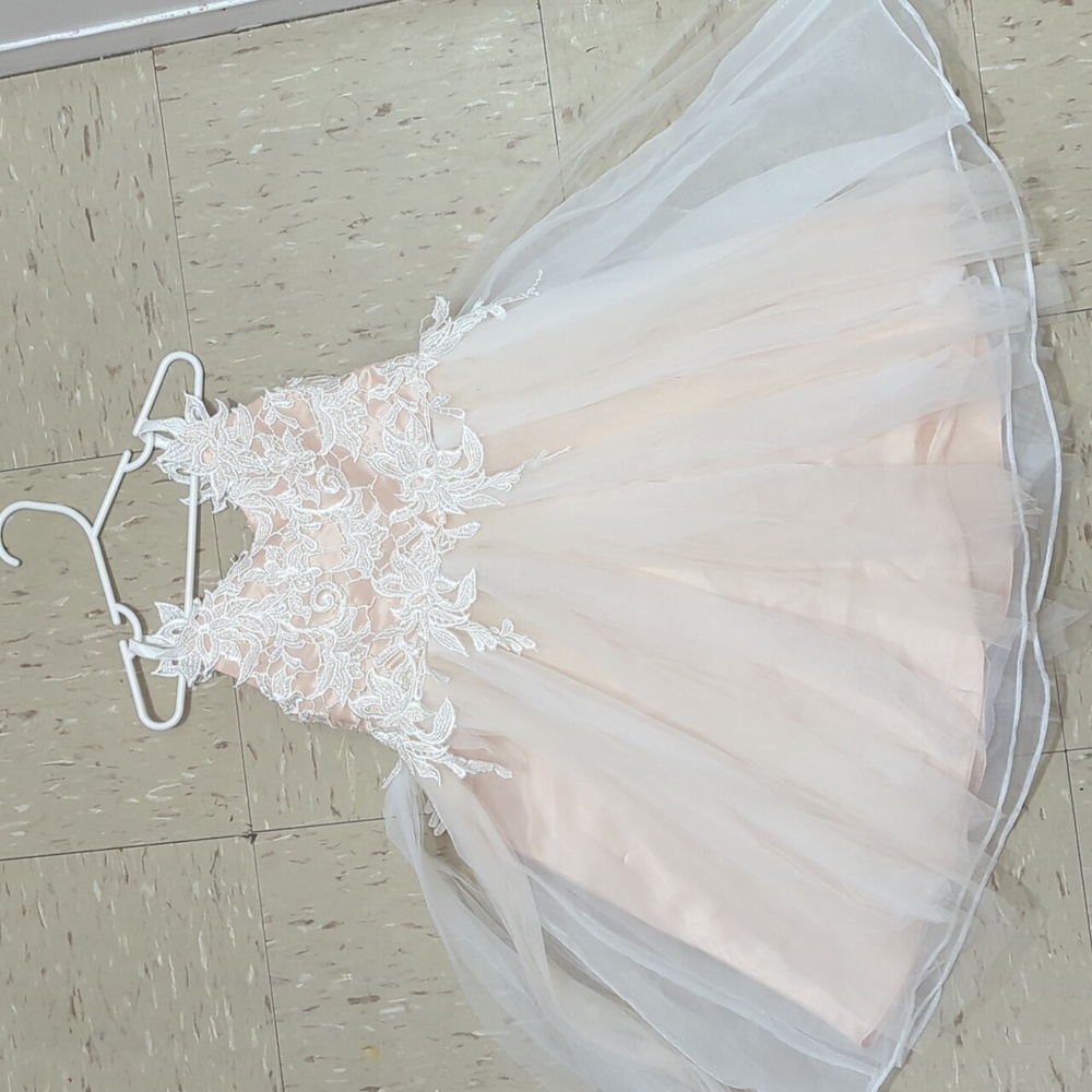 Dress, beige and white